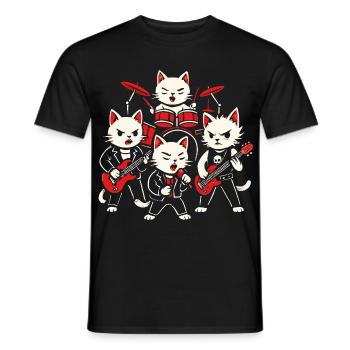 Rockband Katzen Schlagzeug spielen Gitarren Musik Grafik - Männer T-Shirt - Schwarz - Vorne - AI Model Male 178 light (178cm)