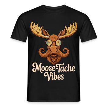 Humour Animal Élan Blague Moustache - T-shirt homme - noir - Devant - AI Model Male 178 light (178cm)