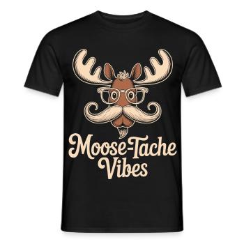 Humour Animal Élan Blague Moustache - T-shirt homme - noir - Devant - AI Model Male 178 light (178cm)