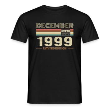 Décembre 1999 anniversaire Décembre 1999 Décembre - T-shirt homme - noir - Devant - AI Model Male 178 light (178cm)
