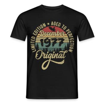 December 1977 - Legend since December 1977 - Men's T-Shirt - black - Front - AI Model Male 178 light (178cm)