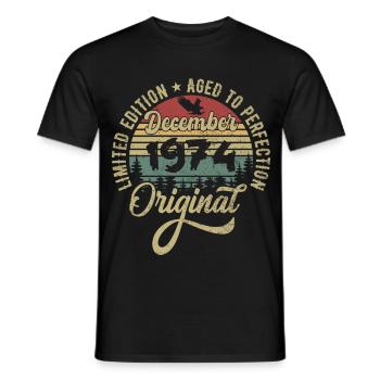Décembre 1974 - Légende depuis décembre 1974 - T-shirt homme - noir - Devant - AI Model Male 178 light (178cm)