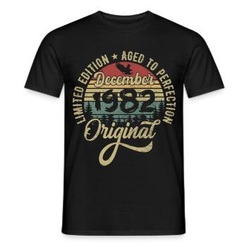 December 1982 - Legend since December 1982 - Men's T-Shirt - black - Front - AI Model Male 178 light (178cm)