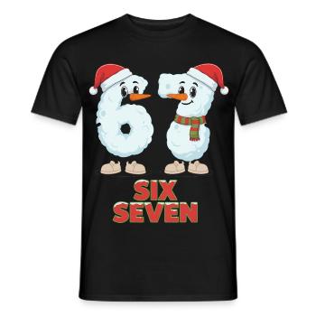 6 7 Memes Christmas Funny Six Seven Gift - Men's T-Shirt - black - Front - AI Model Male 178 light (178cm)