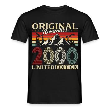 25ème Anniversaire Original Novembre Millésime 2000 - T-shirt homme - noir - Devant - AI Model Male 178 light (178cm)