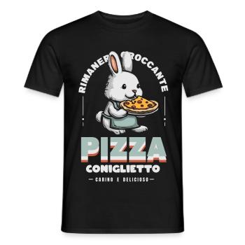Häschen Pizza - Männer T-Shirt - Schwarz - Vorne - AI Model Male 178 light (178cm)