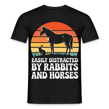 Kaninchen und Pferde Reiten - Männer T-Shirt - Schwarz - Vorne - AI Model Male 178 light (178cm)