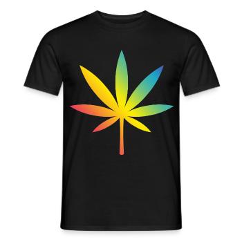 Cannabis / Marijuana / Chanvre (Arc-en-ciel / Histoire) - T-shirt homme - noir - Devant - AI Model Male 178 light (178cm)