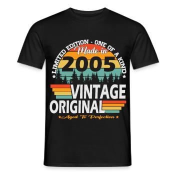 Vintage_2005_Jahrgang_geboren_Retro_Geburtstag_ - Men's T-Shirt - black - Front - AI Model Male 178 light (178cm)