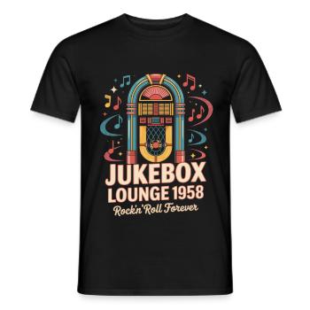 Jukebox Lounge 1958 - Men's T-Shirt - black - Front - AI Model Male 178 light (178cm)