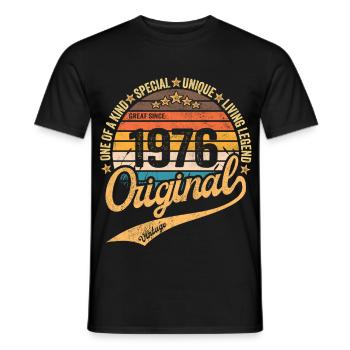 Original 1976 – Vintage Living Legend - Men's T-Shirt - black - Front - AI Model Male 178 light (178cm)