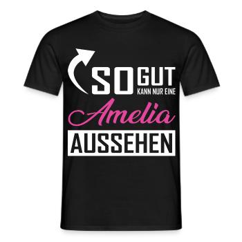 Seule une Amelia peut être aussi belle - T-shirt homme - noir - Devant - AI Model Male 178 light (178cm)