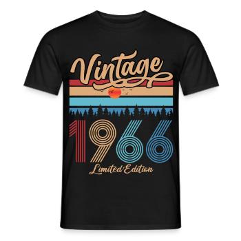 1966 Anniversaire Vintage Limited Edition Cadeau  - T-shirt homme - noir - Devant - AI Model Male 178 light (178cm)