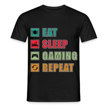 Eat Sleep Gaming Repeat Design - Men's T-Shirt - black - Front - AI Model Male 178 light (178cm)