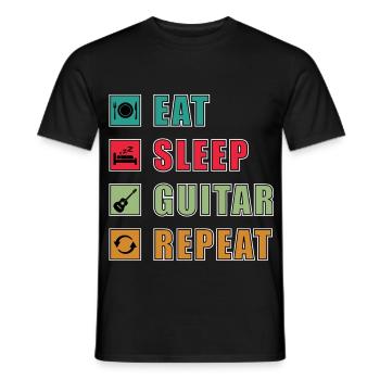 Eat Sleep Guitar Repeat - Men's T-Shirt - black - Front - AI Model Male 178 light (178cm)
