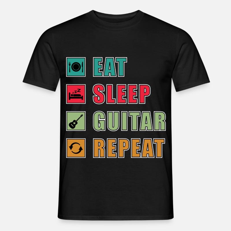 Eat Sleep Guitar Repeat - Männer T-Shirt - Schwarz
