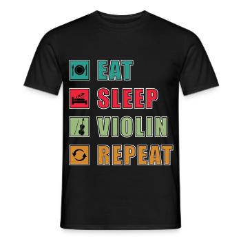 Eat Sleep Violin Repeat Graphic - Men's T-Shirt - black - Front - AI Model Male 178 light (178cm)