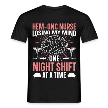  Night Shift Hem/Onc Nurse Badge Reel Hematology - Men's T-Shirt - black - Front - AI Model Male 178 light (178cm)
