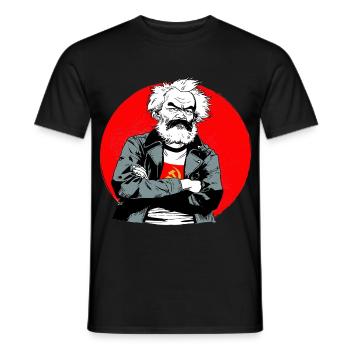 Rebellischer Kopf im roten Kreis - Männer T-Shirt - Schwarz - Vorne - AI Model Male 178 light (178cm)