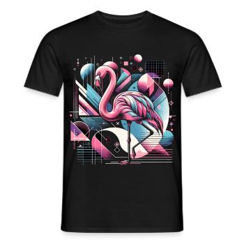 Neon Flamingo Geometric Pop 80s - Men's T-Shirt - black - Front - AI Model Male 178 light (178cm)