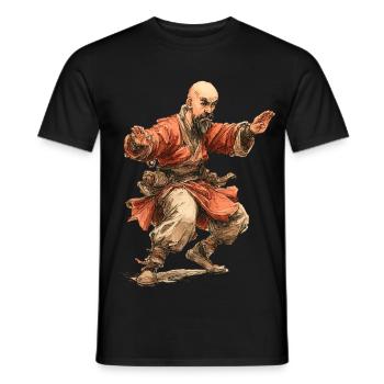 Kungfu Monk - Men's T-Shirt - black - Front - AI Model Male 178 light (178cm)