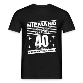 Nobody is perfect – but at 40 almost! - Men's T-Shirt - black - Front - AI Model Male 178 light (178cm)
