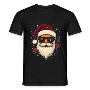 Cadeau cool du Père Noël avec des lunettes de soleil - T-shirt homme - noir - Devant - AI Model Male 178 light (178cm)