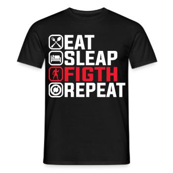 Manger Dormir Combattre Répéter - Conception de combattant MMA - T-shirt homme - noir - Devant - AI Model Male 178 light (178cm)