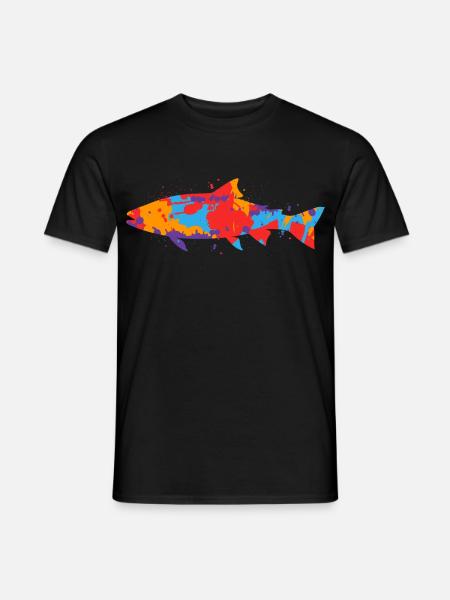 Forellen Angeln bunt Forellenangler Angler Forelle - Männer T-Shirt - Schwarz
