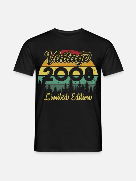Vintage 2008 Jahrgang Geburtstag Geschenk Retro - Männer T-Shirt - Schwarz