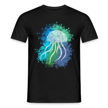 Zentangle-Qualle - Männer T-Shirt - Schwarz - Vorne - AI Model Male 178 light (178cm)