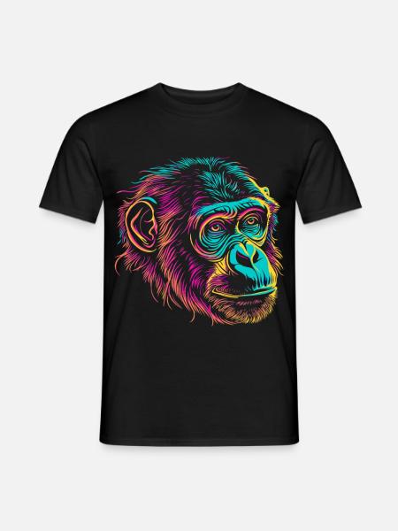 Neonaffen-Porträt Farbexplosion - Männer T-Shirt - Schwarz