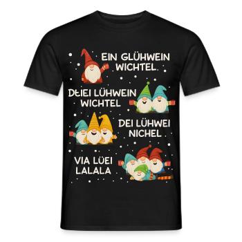 Fusselviecher A mulled wine, two mulled wine gnomes - Men's T-Shirt - black - Front - AI Model Male 178 light (178cm)