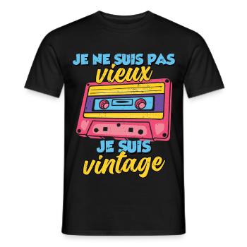 I'm Not Old I'm Vintage Birthday - Men's T-Shirt - black - Front - AI Model Male 178 light (178cm)