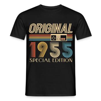 Gamer 70th Birthday 70th Anniversary Original 1955 - Men's T-Shirt - black - Front - AI Model Male 178 light (178cm)
