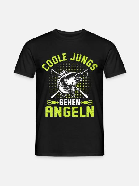 Coole Jungs gehen Angeln Kinder Junge Angel - Männer T-Shirt - Schwarz