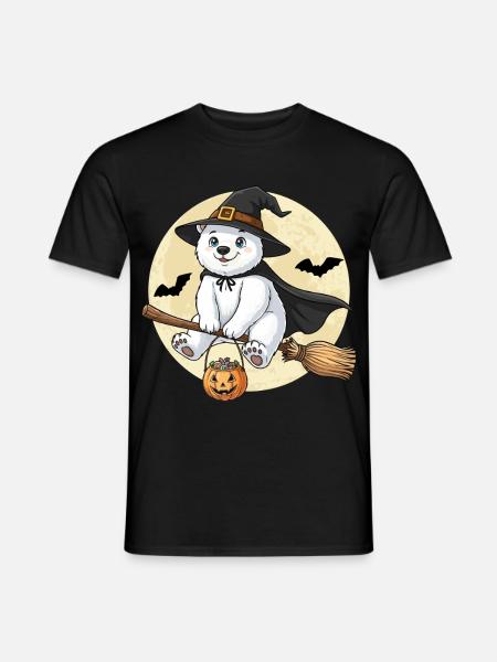Sød Isbjørn Heks Halloween Græskar Fuldmåne - Mænd T-shirt - sort