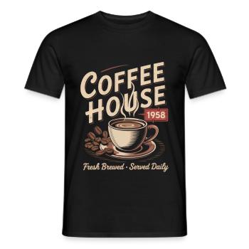 Vintage Coffee Advertising - Men's T-Shirt - black - Front - AI Model Male 178 light (178cm)
