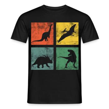 Dinosaur Dino Dinos Tyrannosaurus Triceratops - Men's T-Shirt - black - Front - AI Model Male 178 light (178cm)
