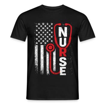 Nurse USA Flag Stethoscope – Nurse - Men's T-Shirt - black - Front - AI Model Male 178 light (178cm)