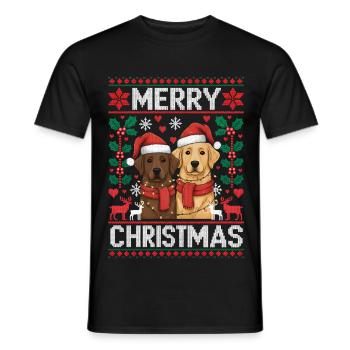 Labrador - Golden Retriever Christmas Xmas - Men's T-Shirt - black - Front - AI Model Male 178 light (178cm)