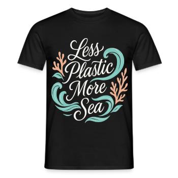 Less Plastic More Sea – Umwelt & Ozean Schutz - Männer T-Shirt - Schwarz - Vorne - AI Model Male 178 light (178cm)