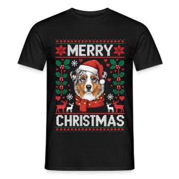 Berger Australien Noël Noël - T-shirt homme - noir - Devant - AI Model Male 178 light (178cm)