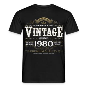 45. Geburtstag Vintage November Jahrgang 1980 - Männer T-Shirt - Schwarz - Vorne - AI Model Male 178 light (178cm)