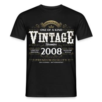 18th Birthday Vintage November Vintage 2008 - Men's T-Shirt - black - Front - AI Model Male 178 light (178cm)