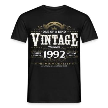 33ème Anniversaire Millésime Novembre Millésime 1992 - T-shirt homme - noir - Devant - AI Model Male 178 light (178cm)