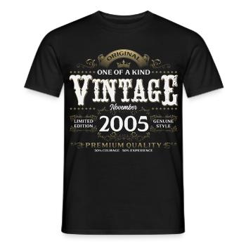 20th Birthday Vintage November Vintage 2005 - Men's T-Shirt - black - Front - AI Model Male 178 light (178cm)