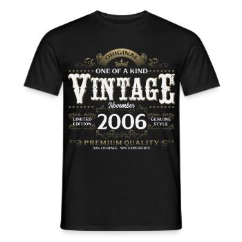 20th Birthday Vintage November Vintage 2006 - Men's T-Shirt - black - Front - AI Model Male 178 light (178cm)
