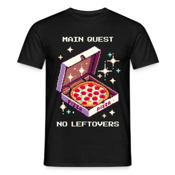 Main Quest: No Leftovers | Pizza RPG Humor - Men's T-Shirt - black - Front - AI Model Male 178 light (178cm)