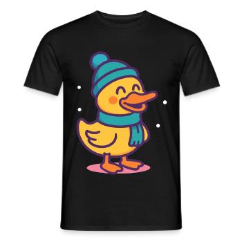 Lustige Weihnachtsente mit Wintermütze und Schal - Männer T-Shirt - Schwarz - Vorne - AI Model Male 178 light (178cm)
